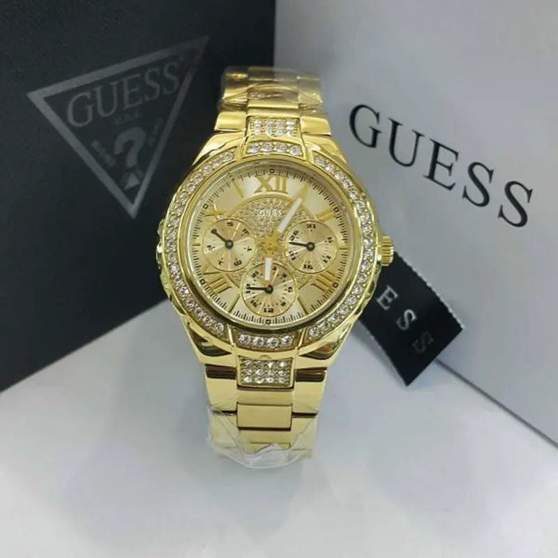 Guess Viva Chronograph Pilot Buckle Ladies Watch- W0111L2